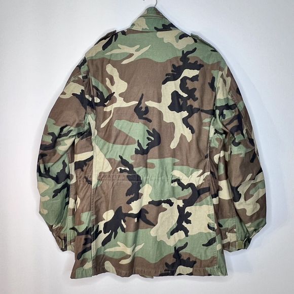 Vintage US Army Airborne 80s Cold Weather Field Camo Coat Jacket Medium Long - Picture 2 of 16
